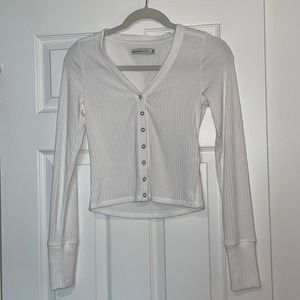 Abercrombie White ribbed long sleeve top XS
